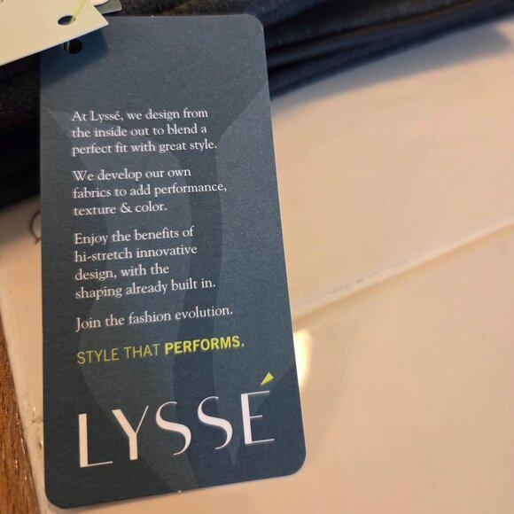 New Lyssé Grey Pants with Faux Leather Trim - L - Picture 6 of 6